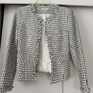 Stylish Black and White Blazer with Cropped Design